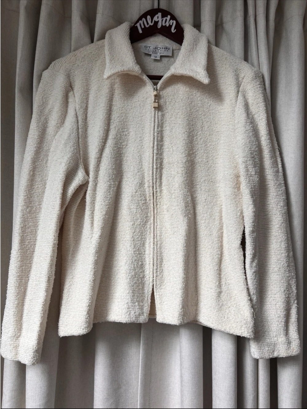$1000+ VTG St. John Marie Gray Collection bouclé Nubby knit Zip jacket See Pics